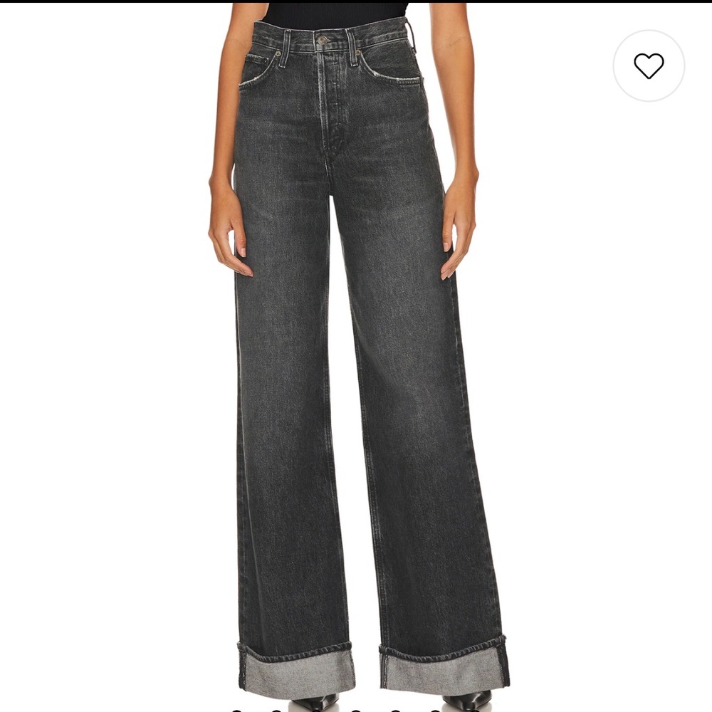 REVOLVE X AGOLDE Black High Rise Wide Leg Stylish Dame Jean NWT 33